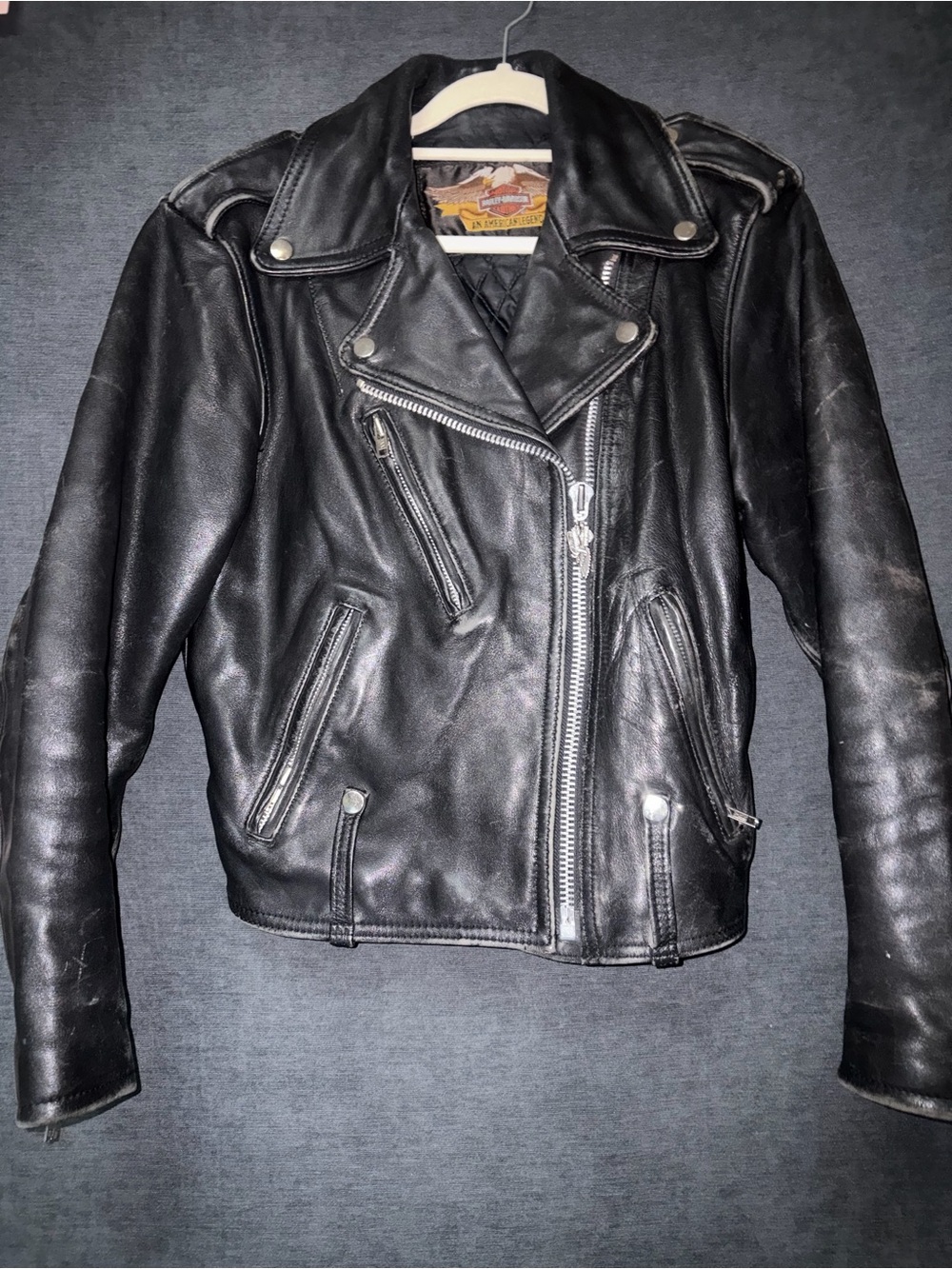 Harley-Davidson Black Leather Asymmetrical Biker Jacket